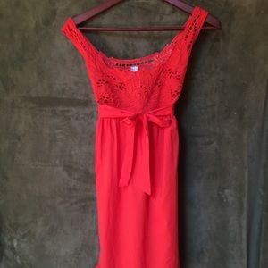 Spicewear Orange Red Mini Cotton Lace Dress